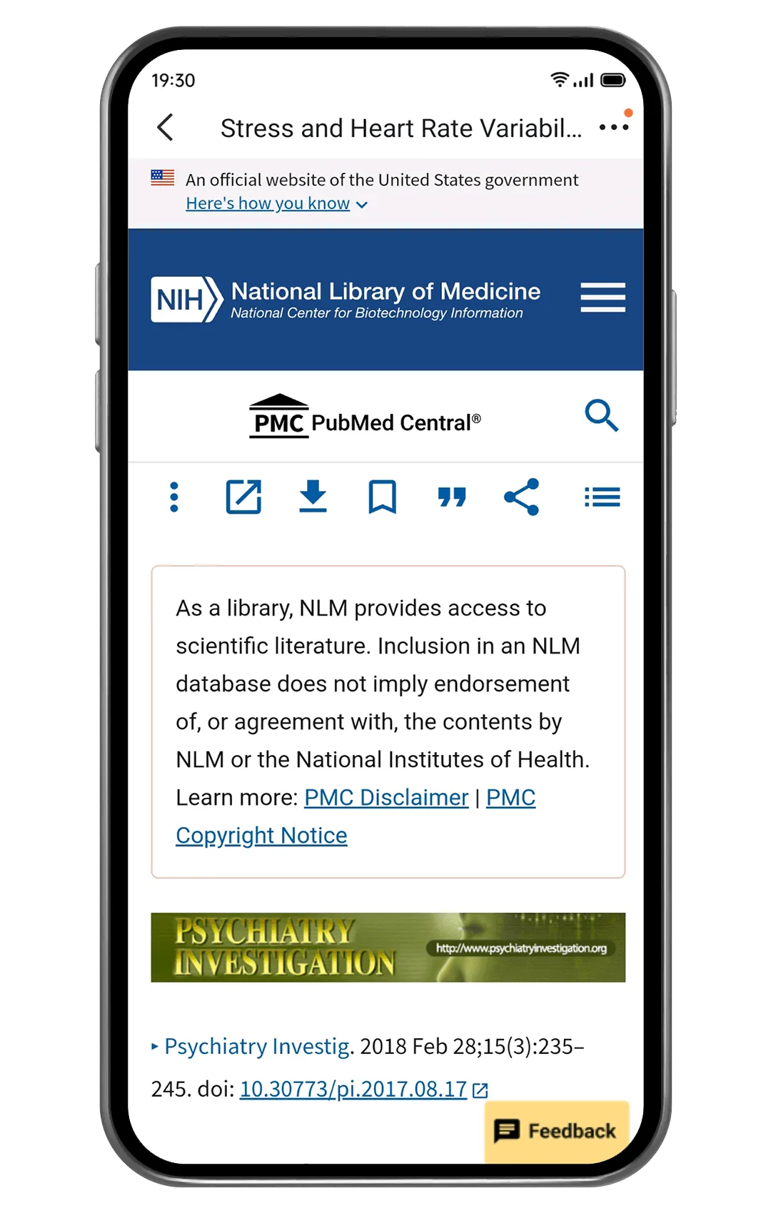 Stress and Heart Rate Variability article from the National Library of Medicine.