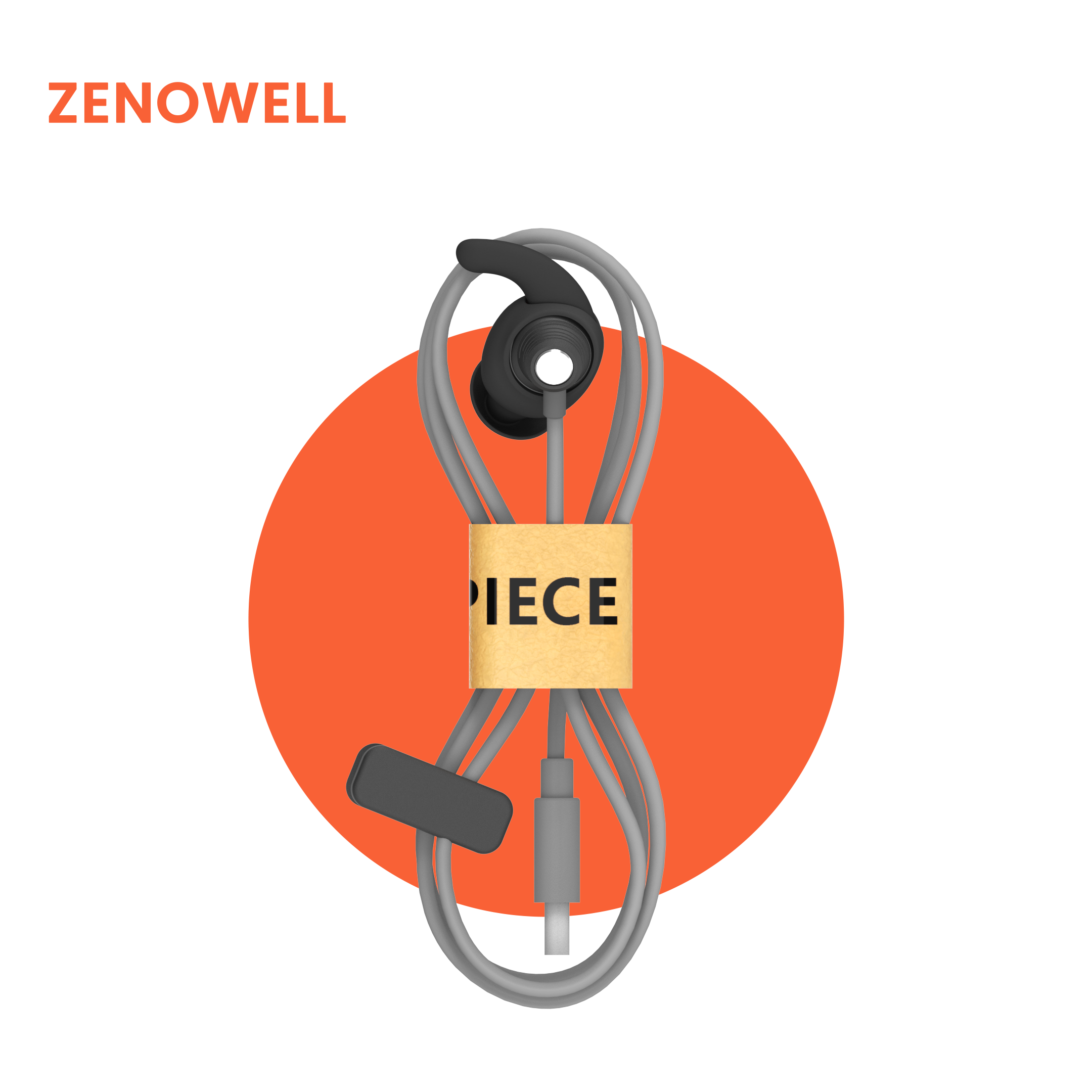 ZenoWell earpiece with ergonomic design, featuring high-quality materials for effective vagus nerve stimulation and stress relief.